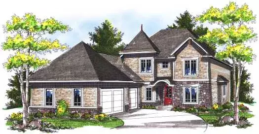 European house plans 7-730 - front exterior, 2,682 sq ft, 4 bed, 3 bath house plans | Monster House Plans