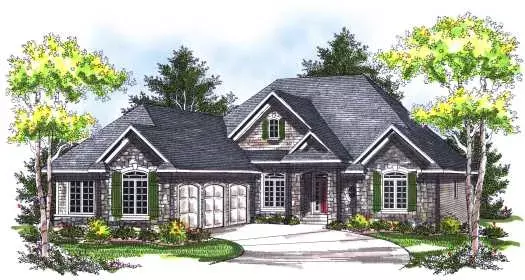 European house plans 7-747 - front exterior, 2,067 sq ft, 3 bed, 2 bath house plans | Monster House Plans