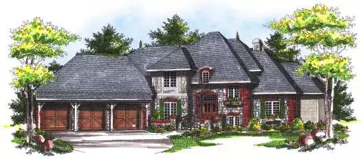European house plans 7-748 - front exterior, 3,332 sq ft, 3 bed, 2 bath house plans | Monster House Plans