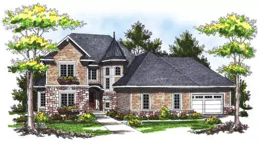 European house plans 7-752 - front exterior, 2,656 sq ft, 3 bed, 2 bath house plans | Monster House Plans