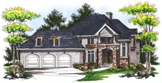European house plans 7-755 - front exterior, 3,551 sq ft, 4 bed, 3 bath house plans | Monster House Plans