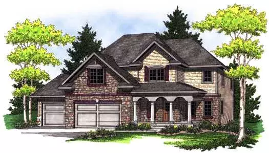 European house plans 7-772 - front exterior, 2,249 sq ft, 4 bed, 2 bath house plans | Monster House Plans