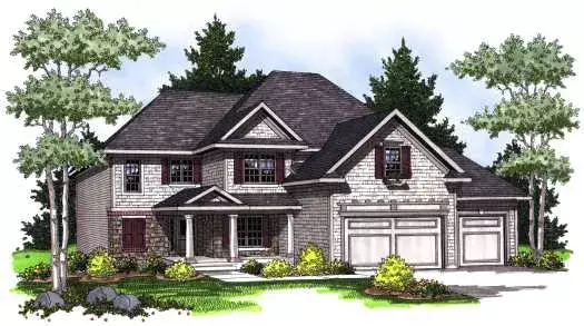 European house plans 7-777 - front exterior, 2,356 sq ft, 4 bed, 2 bath house plans | Monster House Plans