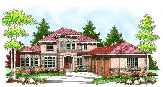 Mediterranean house plans 7-907 - front exterior, 3,687 sq ft, 4 bed, 3 bath house plans | Monster House Plans
