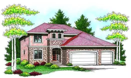 Mediterranean house plans 7-916 - front exterior, 2,210 sq ft, 4 bed, 2 bath house plans | Monster House Plans