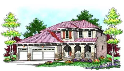 Mediterranean house plans 7-918 - front exterior, 2,388 sq ft, 4 bed, 2 bath house plans | Monster House Plans