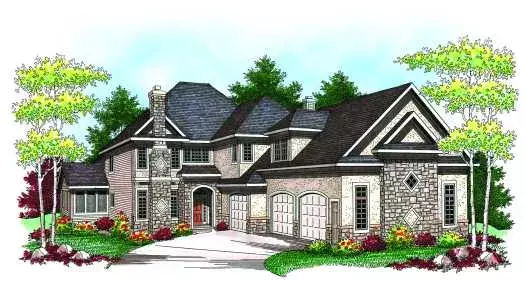 European house plans 7-920 - front exterior, 2,978 sq ft, 4 bed, 3 bath house plans | Monster House Plans