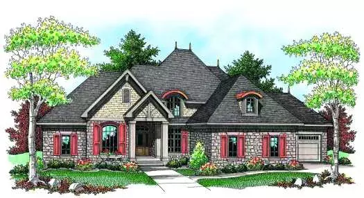 French Country house plans 7-938 - front exterior, 3,899 sq ft, 4 bed, 3 bath house plans | Monster House Plans