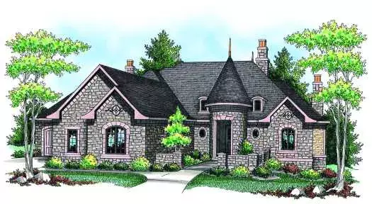 European house plans 7-939 - front exterior, 5,273 sq ft, 3 bed, 2 bath house plans | Monster House Plans