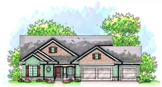 Craftsman house plans 7-955 - front exterior, 2,028 sq ft, 3 bed, 2 bath house plans | Monster House Plans