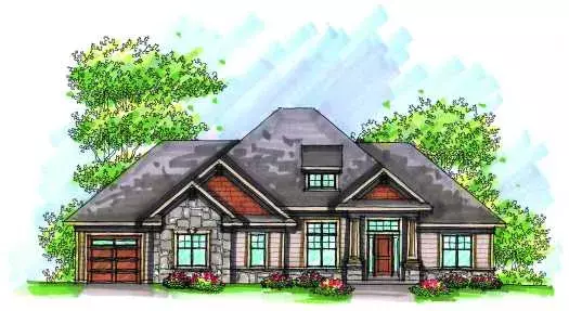 Craftsman house plans 7-964 - front exterior, 2,291 sq ft, 3 bed, 2 bath house plans | Monster House Plans