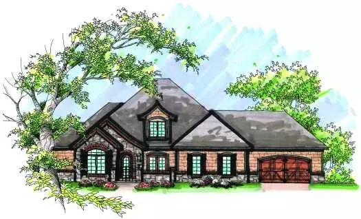 French Country house plans 7-975 - front exterior, 3,026 sq ft, 4 bed, 3 bath house plans | Monster House Plans