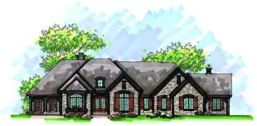 French Country house plans 7-979 - front exterior, 3,321 sq ft, 3 bed, 2 bath house plans | Monster House Plans