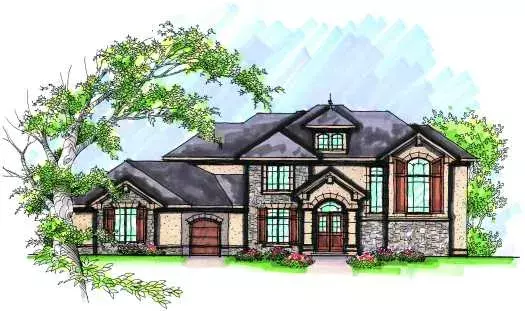 European house plans 7-986 - front exterior, 3,861 sq ft, 4 bed, 4 bath house plans | Monster House Plans