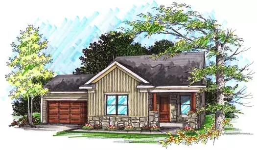 Country house plans 7-996 - front exterior, 1,264 sq ft, 2 bed, 2 bath house plans | Monster House Plans