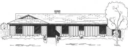 Ranch house plans 71-122 - front exterior, 1,360 sq ft, 3 bed, 2 bath house plans | Monster House Plans