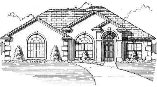 Sunbelt house plans 71-176 - front exterior, 1,613 sq ft, 3 bed, 2 bath house plans | Monster House Plans