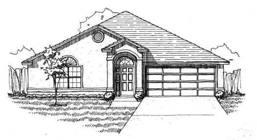 Sunbelt house plans 71-184 - front exterior, 1,652 sq ft, 3 bed, 2 bath house plans | Monster House Plans