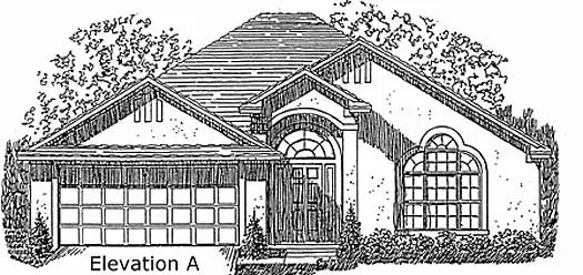 Sunbelt house plans 71-234 - front exterior, 1,909 sq ft, 4 bed, 2 bath house plans | Monster House Plans