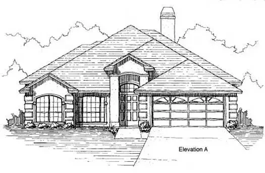 Mediterranean house plans 71-259 - front exterior, 2,026 sq ft, 4 bed, 2 bath house plans | Monster House Plans