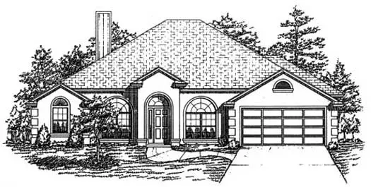 Mediterranean house plans 71-317 - front exterior, 2,372 sq ft, 4 bed, 3 bath house plans | Monster House Plans