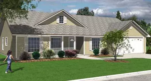 Traditional house plans 71-412 - front exterior, 1,458 sq ft, 3 bed, 2 bath house plans | Monster House Plans