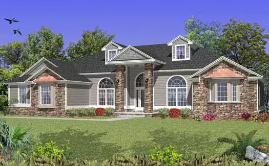 Traditional house plans 71-417 - front exterior, 3,257 sq ft, 5 bed, 3 bath house plans | Monster House Plans