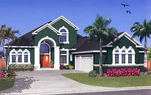 Mediterranean house plans 71-419 - front exterior, 3,247 sq ft, 4 bed, 3 bath house plans | Monster House Plans