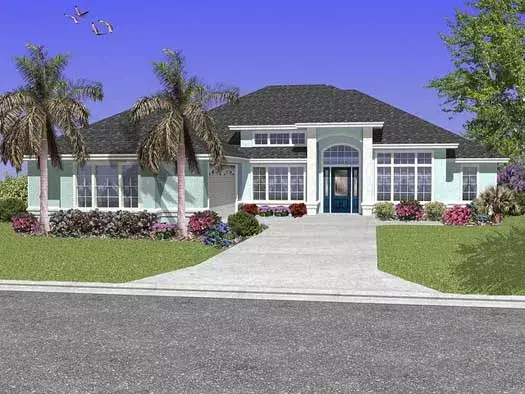 Florida house plans 71-426 - front exterior, 2,287 sq ft, 5 bed, 2 bath house plans | Monster House Plans