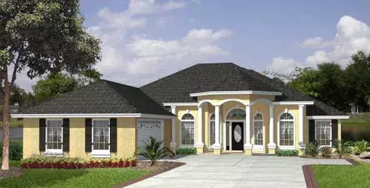 Florida house plans 71-430 - front exterior, 2,039 sq ft, 4 bed, 2 bath house plans | Monster House Plans
