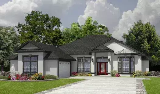 Traditional house plans 71-431 - front exterior, 2,071 sq ft, 4 bed, 2 bath house plans | Monster House Plans