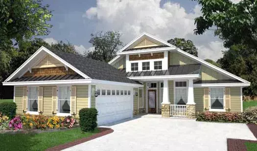 Craftsman house plans 71-442 - front exterior, 1,938 sq ft, 4 bed, 2 bath house plans | Monster House Plans