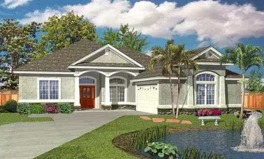 Florida house plans 71-477 - front exterior, 1,865 sq ft, 3 bed, 2 bath house plans | Monster House Plans