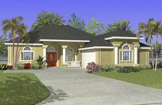 Florida house plans 71-486 - front exterior, 2,245 sq ft, 4 bed, 2 bath house plans | Monster House Plans