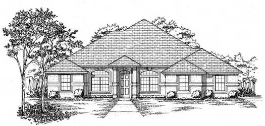 Mediterranean house plans 71-526 - front exterior, 1,972 sq ft, 3 bed, 3 bath house plans | Monster House Plans