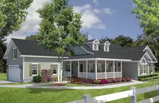 Country house plans 71-567 - front exterior, 1,907 sq ft, 3 bed, 2 bath house plans | Monster House Plans