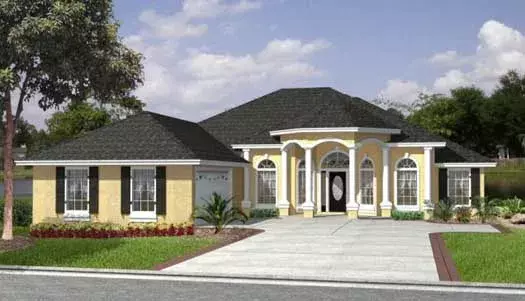 Florida house plans 71-568 - front exterior, 2,118 sq ft, 4 bed, 2 bath house plans | Monster House Plans