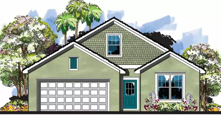 Florida house plans 73-116 - front exterior, 1,596 sq ft, 3 bed, 2 bath house plans | Monster House Plans