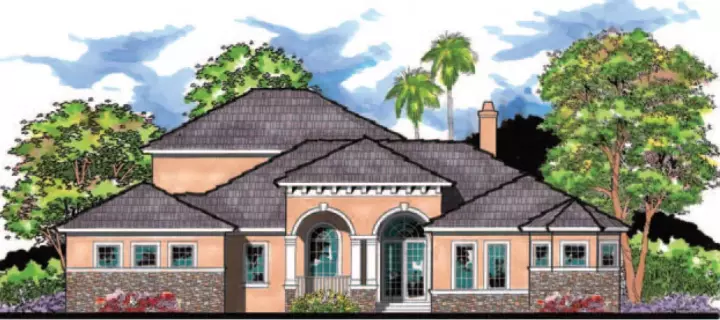 Florida house plans 73-205 - front exterior, 3,783 sq ft, 4 bed, 3 bath house plans | Monster House Plans