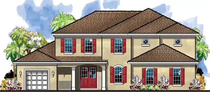 Florida house plans 73-207 - front exterior, 4,039 sq ft, 4 bed, 4 bath house plans | Monster House Plans