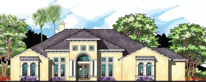 Florida house plans 73-208 - front exterior, 4,067 sq ft, 4 bed, 4 bath house plans | Monster House Plans