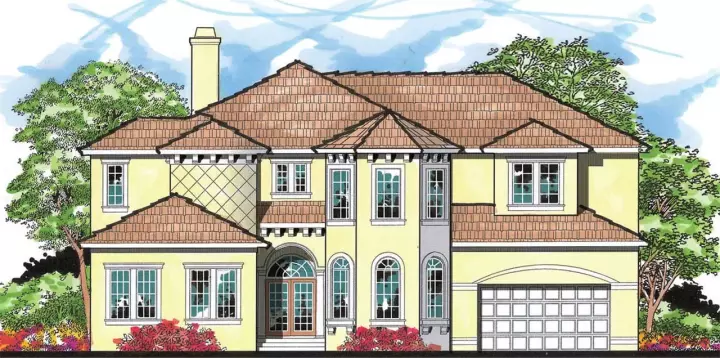Mediterranean house plans 73-212 - front exterior, 4,549 sq ft, 4 bed, 4 bath house plans | Monster House Plans