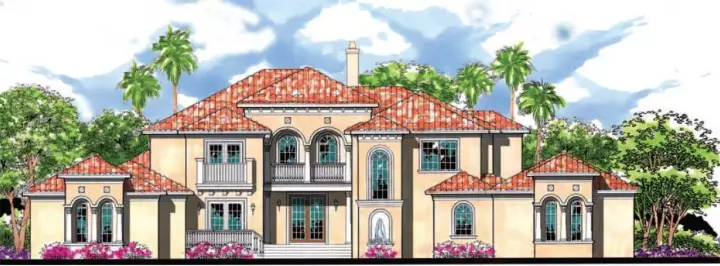Mediterranean house plans 73-215 - front exterior, 6,083 sq ft, 5 bed, 5 bath house plans | Monster House Plans