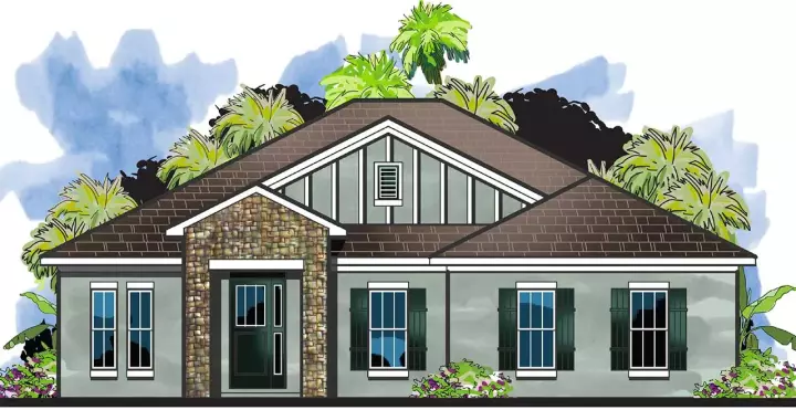 Florida house plans 73-225 - front exterior, 2,106 sq ft, 4 bed, 3 bath house plans | Monster House Plans