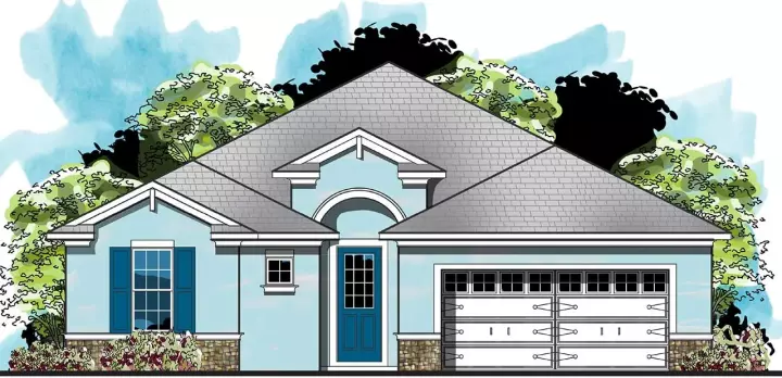 Florida house plans 73-227 - front exterior, 2,258 sq ft, 4 bed, 3 bath house plans | Monster House Plans