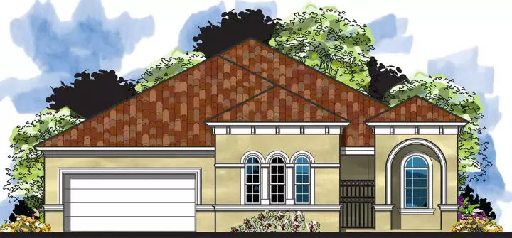 Mediterranean house plans 73-232 - front exterior, 2,430 sq ft, 3 bed, 2 bath house plans | Monster House Plans