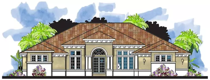 Florida house plans 73-242 - front exterior, 3,999 sq ft, 4 bed, 3 bath house plans | Monster House Plans