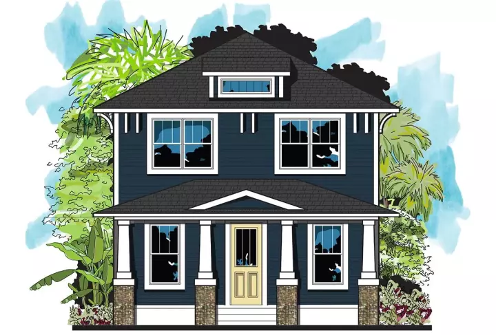 Craftsman house plans 73-246 - front exterior, 1,907 sq ft, 4 bed, 3 bath house plans | Monster House Plans