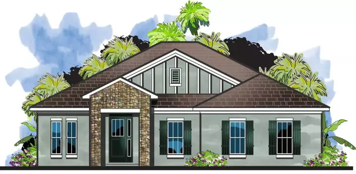 Florida house plans 73-248 - front exterior, 2,106 sq ft, 4 bed, 3 bath house plans | Monster House Plans