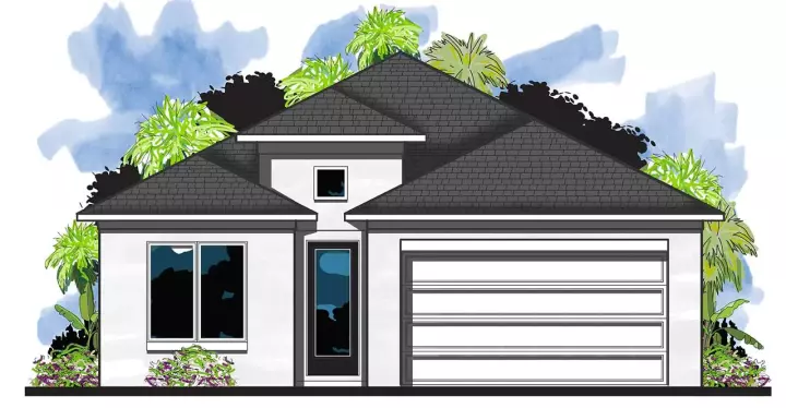 Florida house plans 73-249 - front exterior, 2,185 sq ft, 4 bed, 3 bath house plans | Monster House Plans